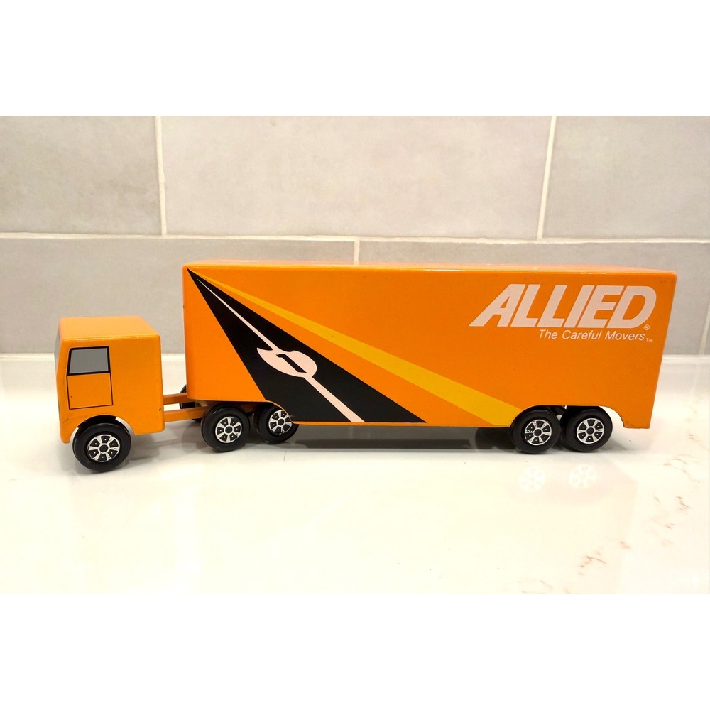 Vtg Ralstoy 20/26 Allied Van Lines Semi Toy Truck‎ Trailer Diecast Orange USA
